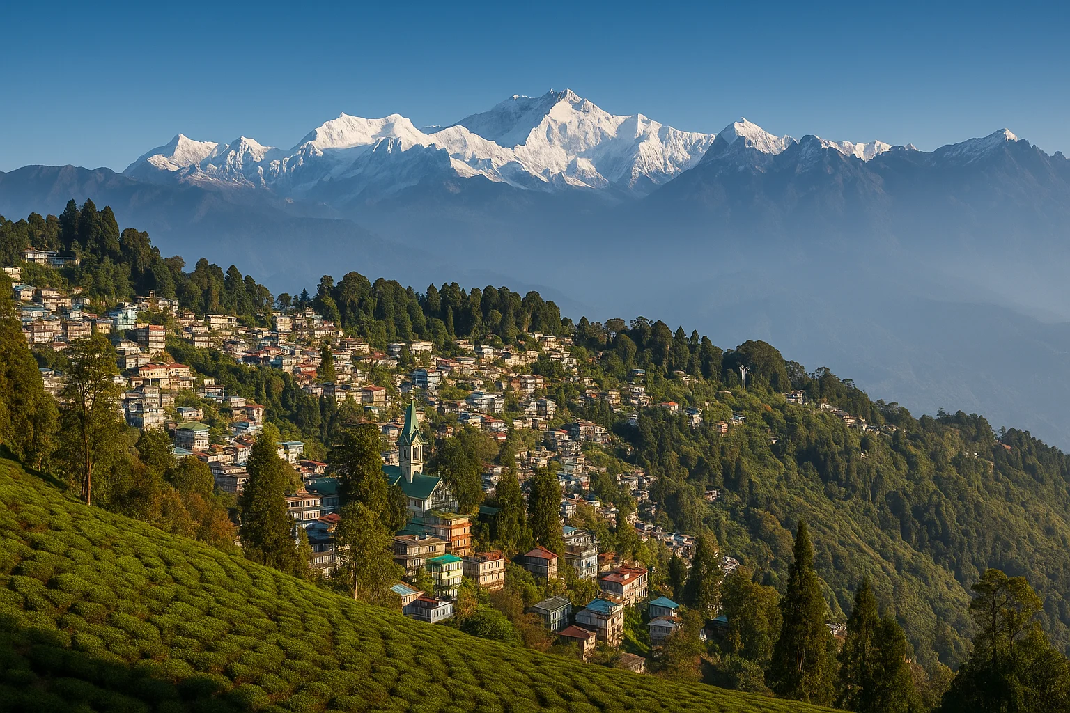 darjelling beauty with tea garden image